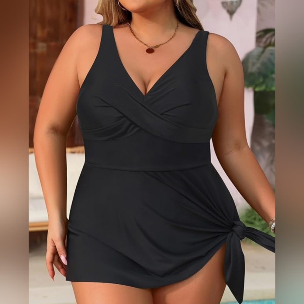 Daci Black Women's Swim Dress NWT (16W) 1X ❤️ - Picture 2 of 4